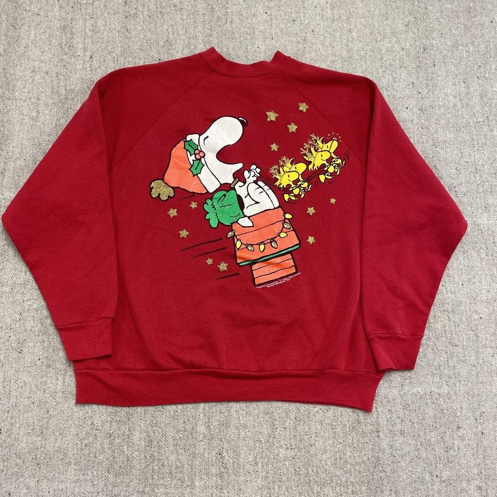 vintage Snoopy sweatshirt mens large‎ Red 1990s cartoon